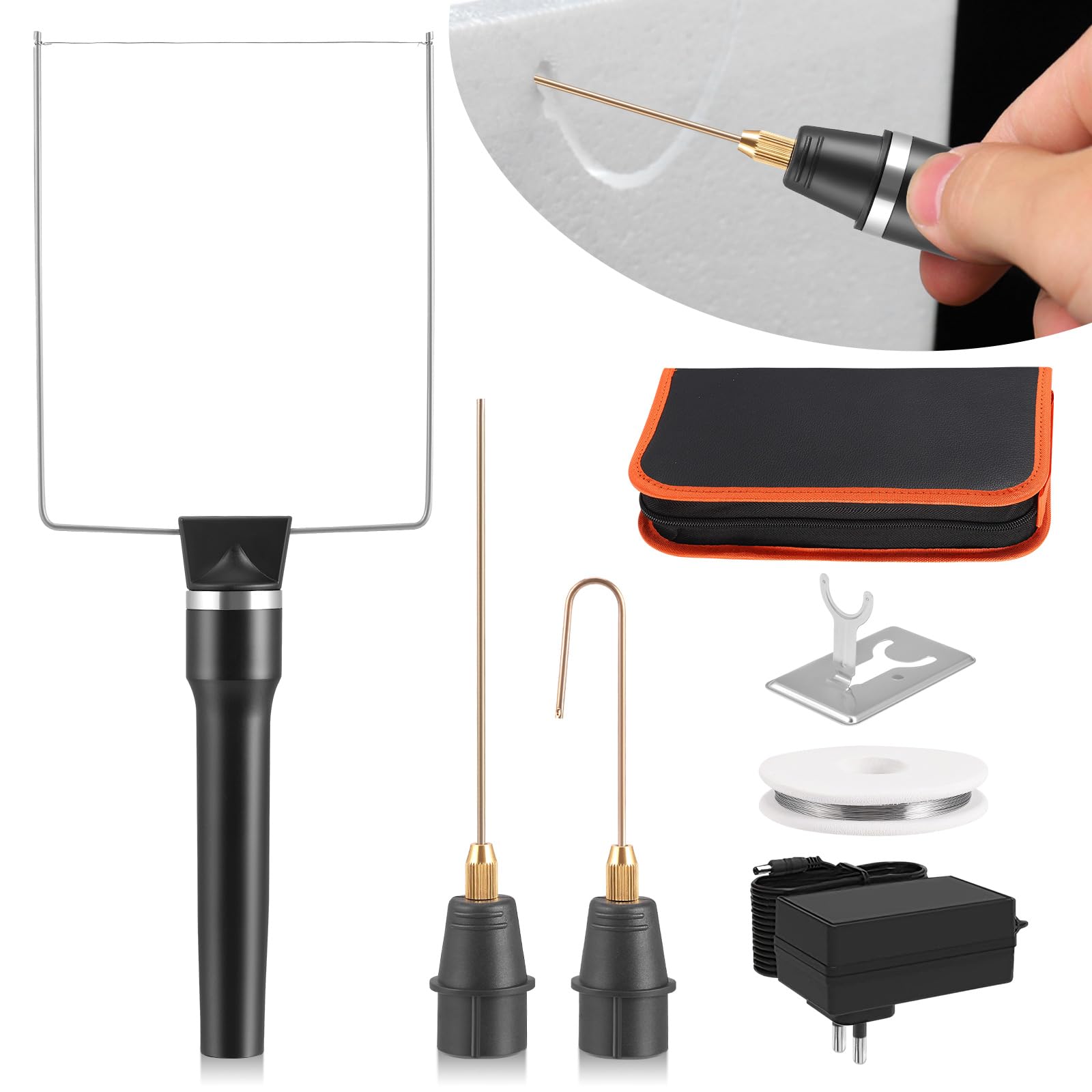 3-in-1 Schaumstoffschneider,Styroporschneider Heißdrahtschneider Elektrischer für Kunststoffe & Styropor,Styropor Schneider zum Graben von Löchern und Bearbeiten von（DunkelStyle)