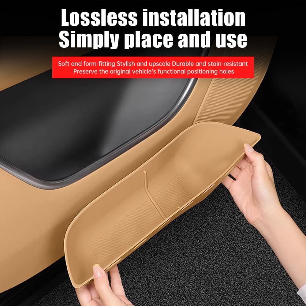 Door Storage Box for the 2023–2026 Land Rover Range Rover Sport Executive: Interior Organizer, Storage Tray, Pockets, Protective Pad, and Decorative Accessories (Long-axis amber brown)