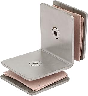 Aexit 8mm-12mm Thickness Fall Protection Stainless Steel L Shaped Glass Clamp Safety Clips Silver Tone