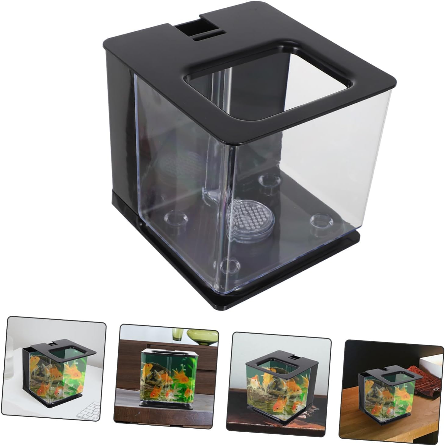 YARNOW Easy to Clean Small Fish Tank Self-Cleaning Aquarium Acrylic Fish Tanks for Decor Desktop Wall Mount