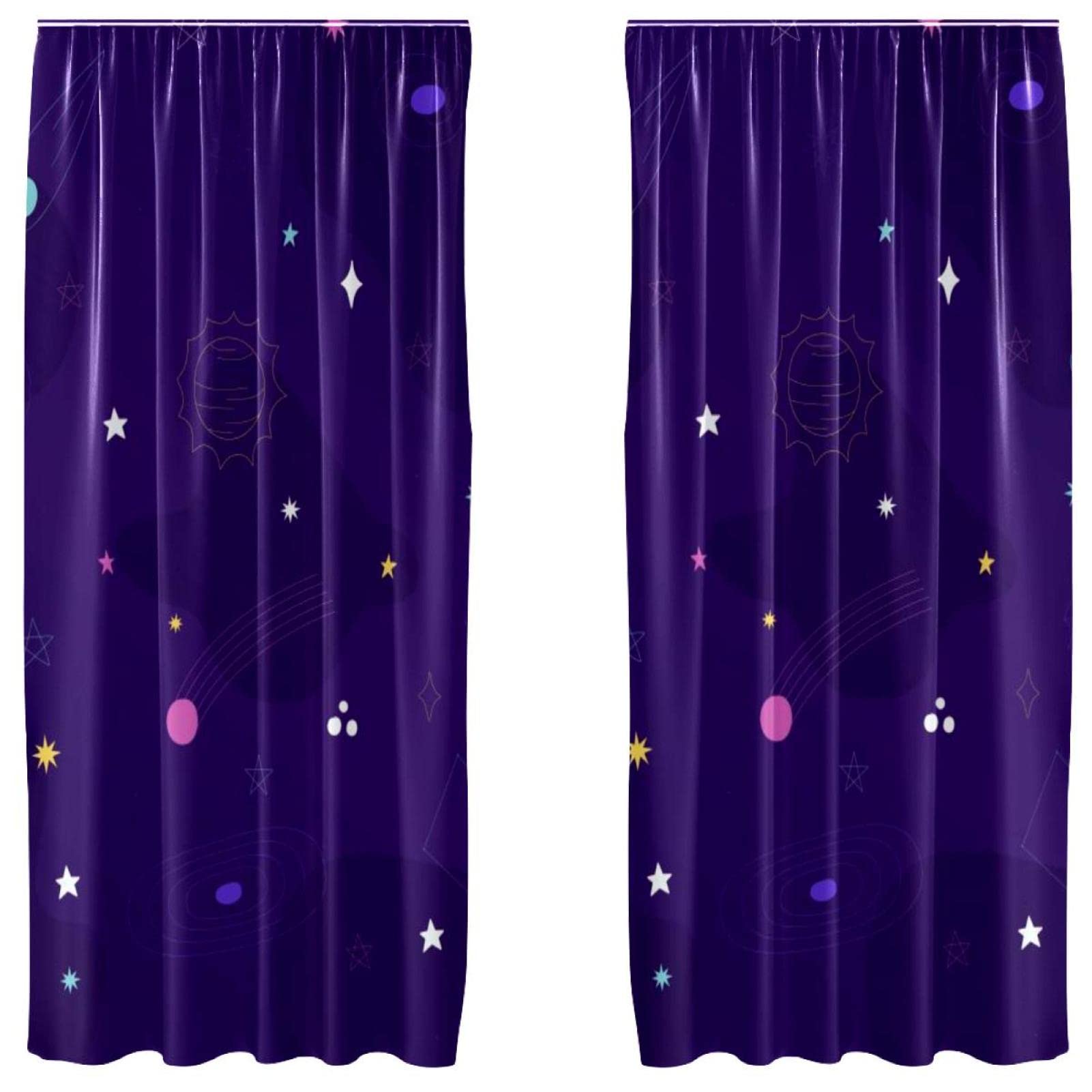 Cortinas espaciales moradas de 55x84 pulgadas para dar vida a habitaciones oscuras