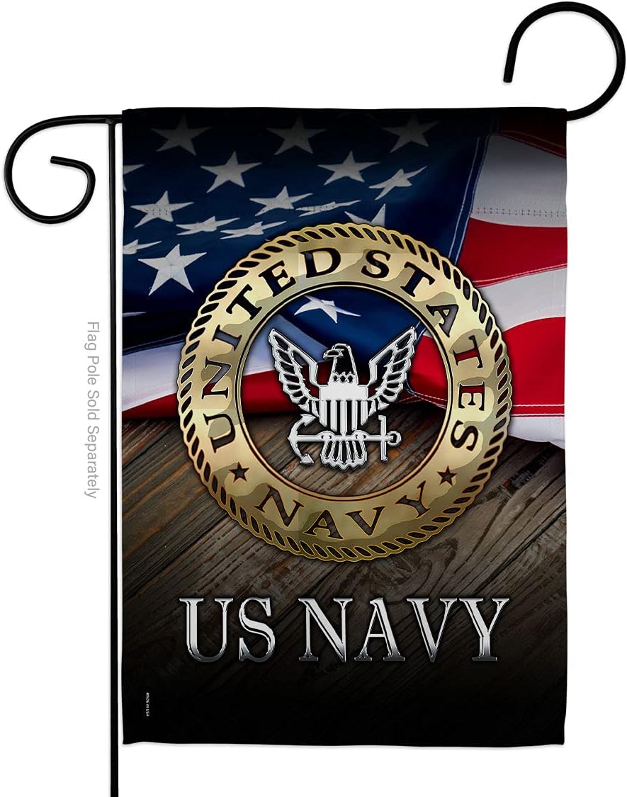 Navy US Burlap Garden Flag Armed Forces USN Seabee United State American Military Veteran Retire Official Small Decorative Gift Yard House Banner Double-Sided Made In USA 13 X 18.5