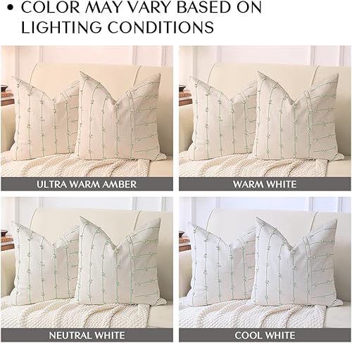 Miniatura 7 de AELS Juego de 2 fundas de almohada decorativas de lino bohemio de 20 x 20 pulgadas, fundas de almohada modernas con textura de granja, funda de