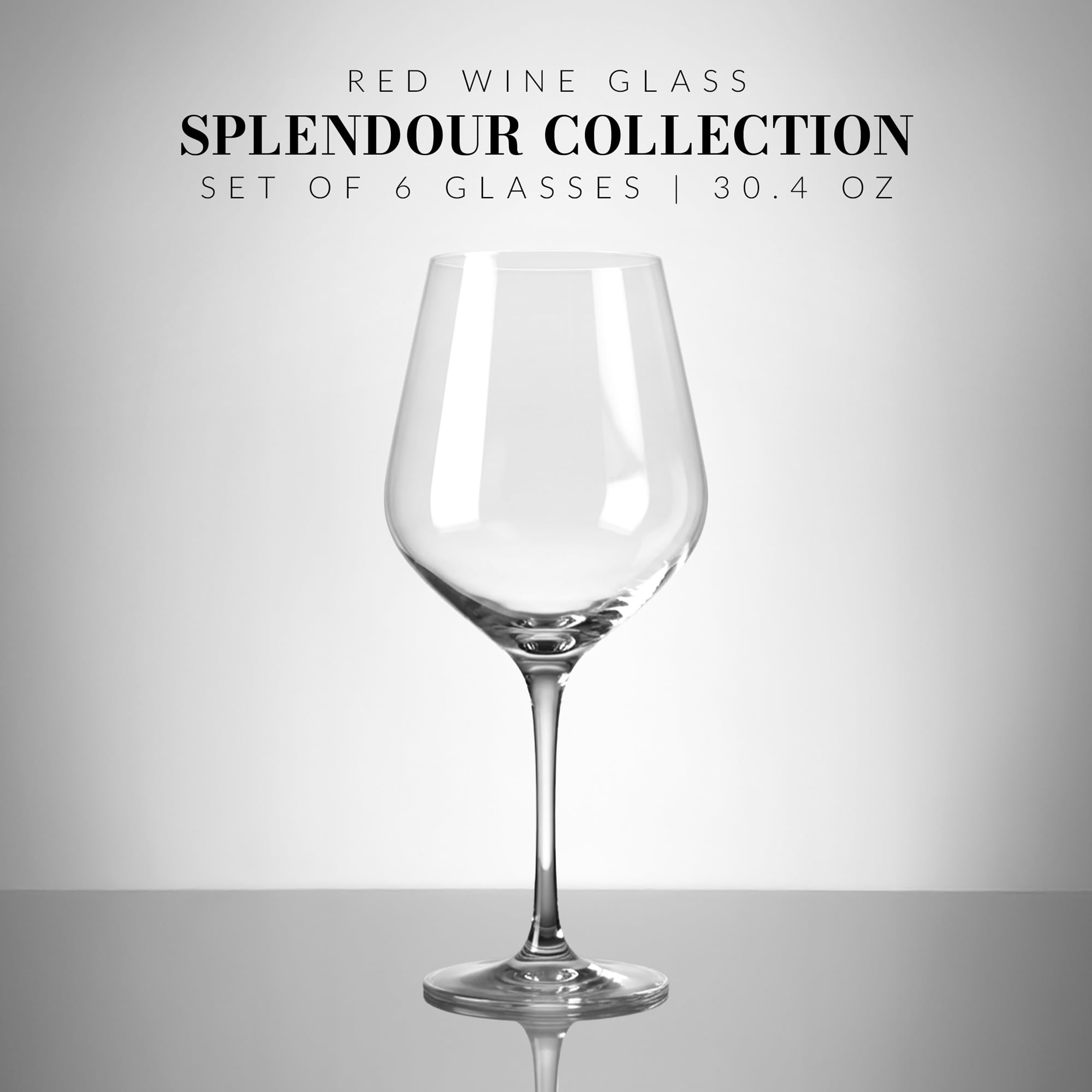 KROSNO Rotweingläser, 6 Stück, 870 ml, Splendour Collection | Weinglas mit Stiel, Premium bleifreie Kristallglaswaren, Trinkgläser, Riedelbecher, spülmaschinenfest