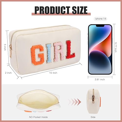 Miniatura 4 de Bolsa de maquillaje de felpilla con cremallera, organizador de viaje de nailon impermeable, bolsa de cosméticos para mujeres, niñas y niños, lindas