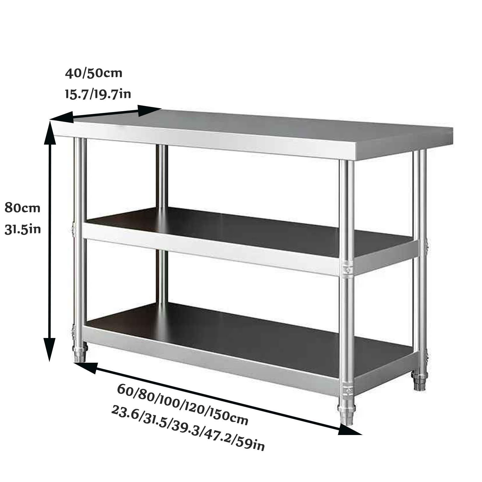 Tavoli da preparazione, Banco da lavoro for la preparazione degli alimenti(80 * 40 * 80cm/31.5 * 15.7 * 31.5in)