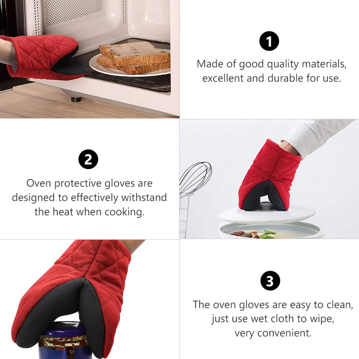 Guantes de Horno Mini Aislantes del Calor Rojos, 1 Par