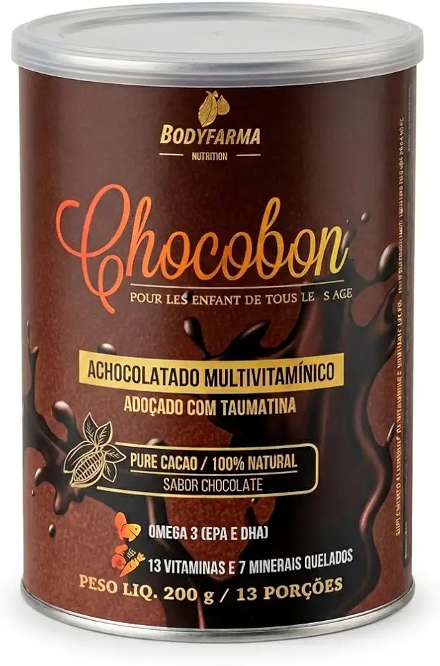 Chocobon Achocolatado Saudável com Ômega 3 | 13 Vitaminas + 7 Minerais | Sem Açúcar | Para Toda Família | 200g