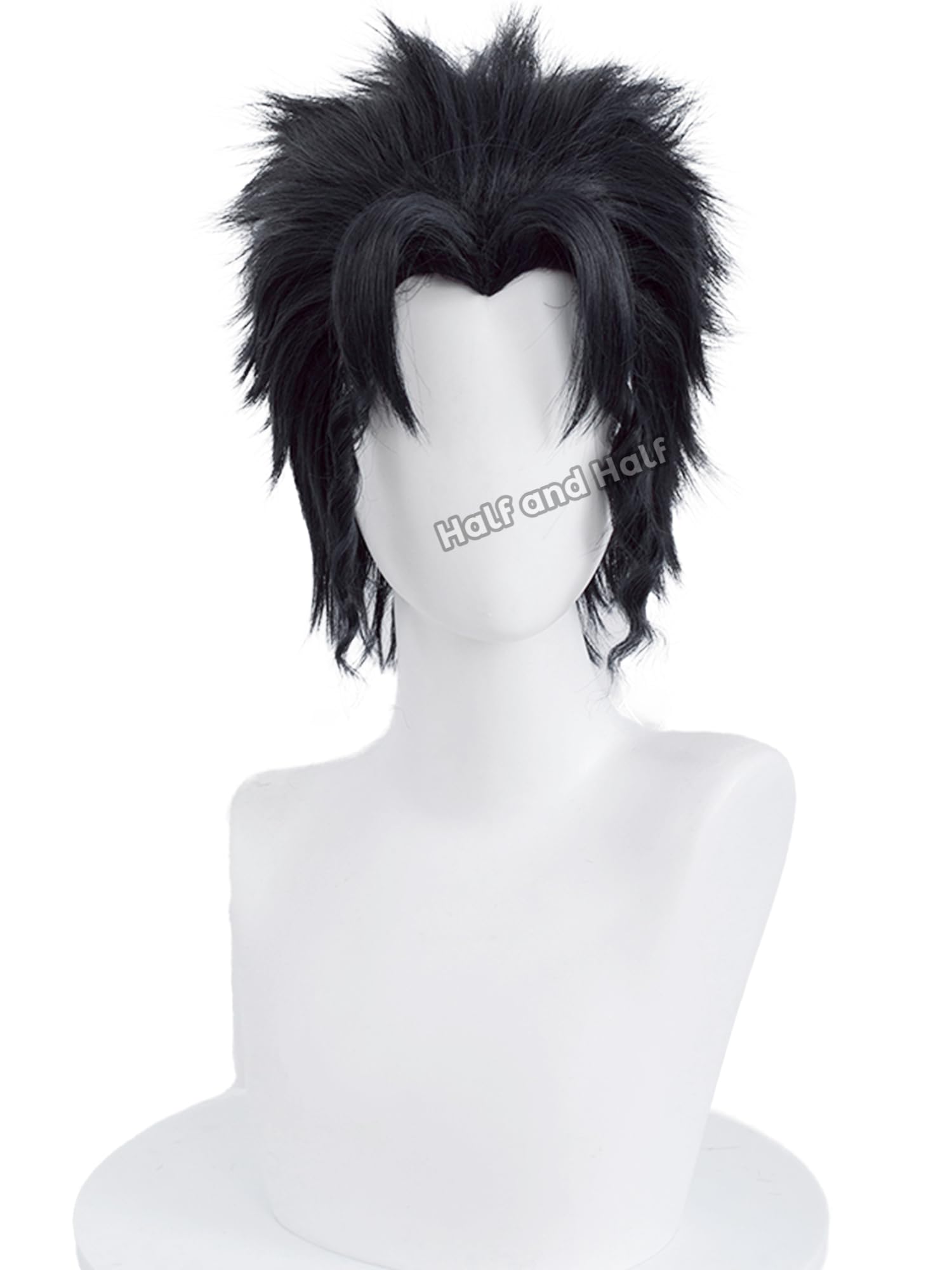 Jotaro Cosplay Wig Short Curly Black JJBA Anime Wig Men's Black Wave Wigs Synthetic Hair for Unisex Man Halloween Party Daily