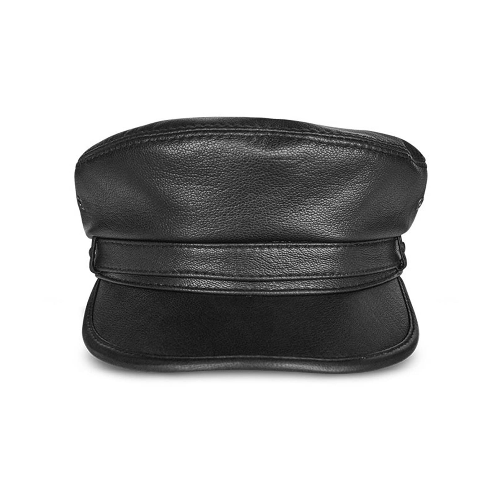 Cappello da Baseball in Vera Pelle da Uomo in Vera Pelle Black Real Lerther Student Trucker Sport Cappelli Cappelli Nero(XL)