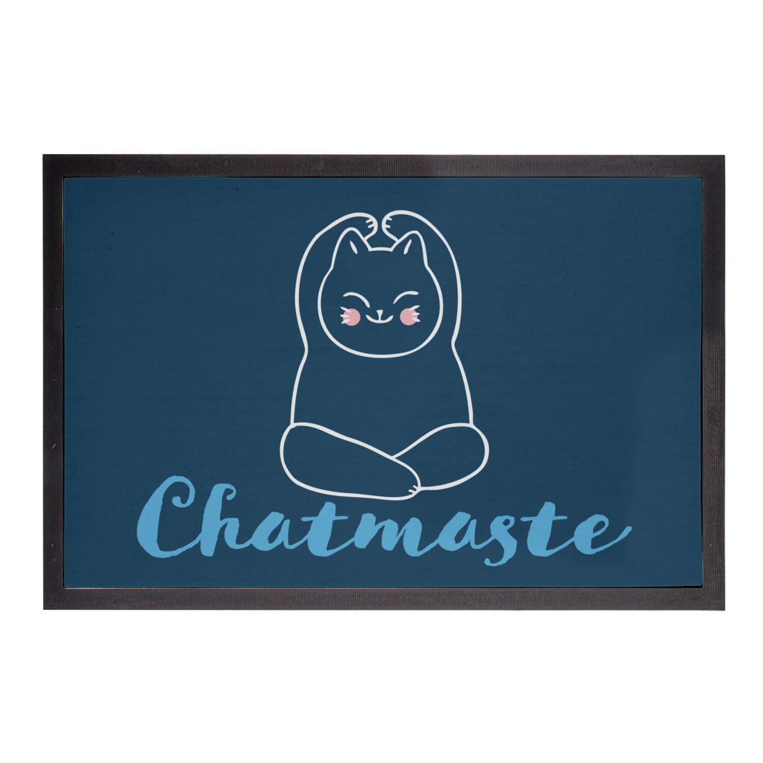 Paillasson bleu chat de yoga tapis entrée animaux 60x40cm