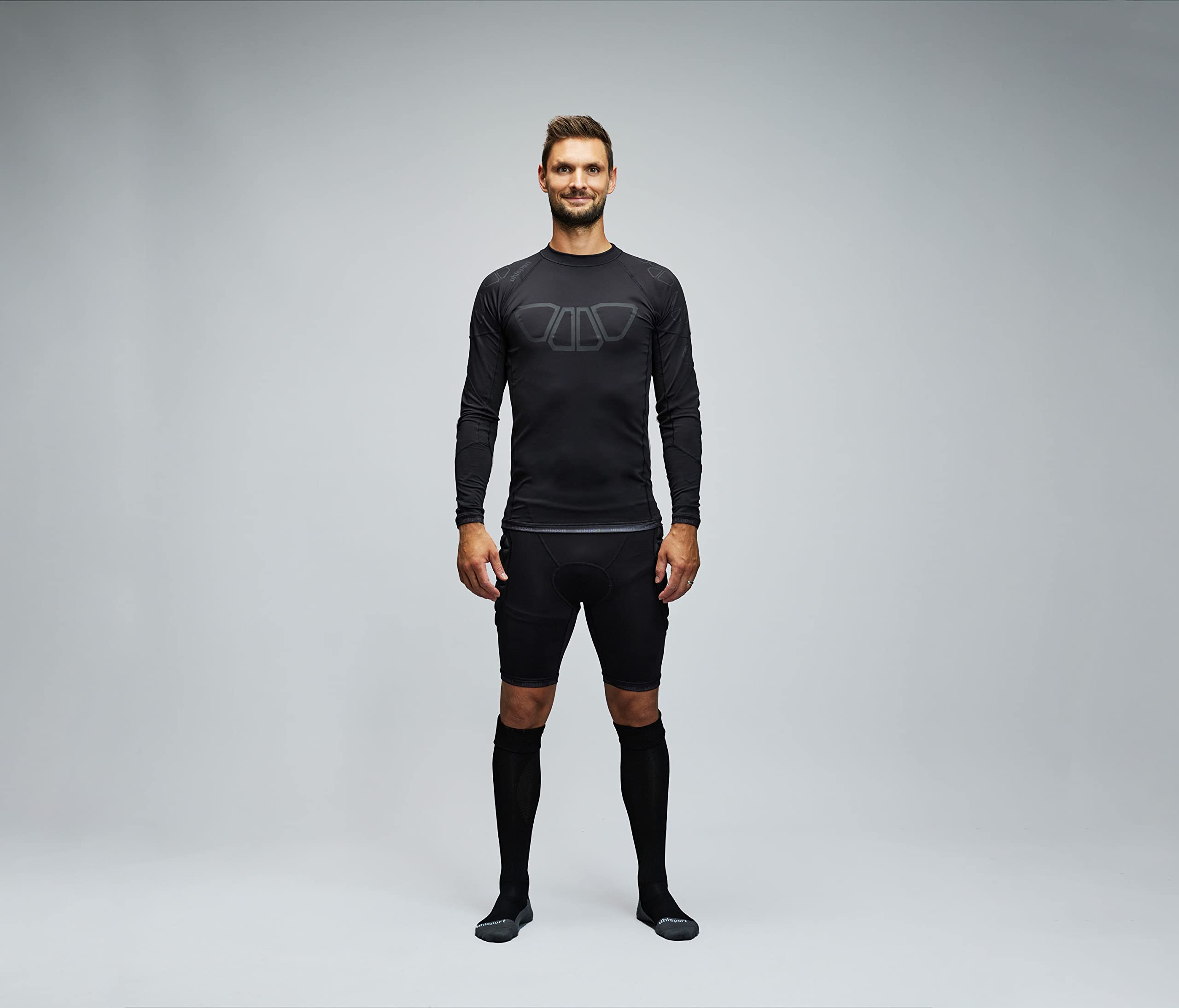 uhlsport Bionikframe Padded Short Black Edition Bionikframe - Pantalones Cortos Acolchados con protección Acolchada para Hombre y niño, Pantalones Cortos Acolchados Unisex Adulto
