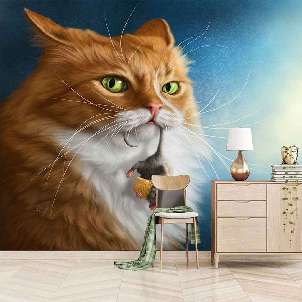 Papier peint toile chaton 3D 200x140 cm autocollant