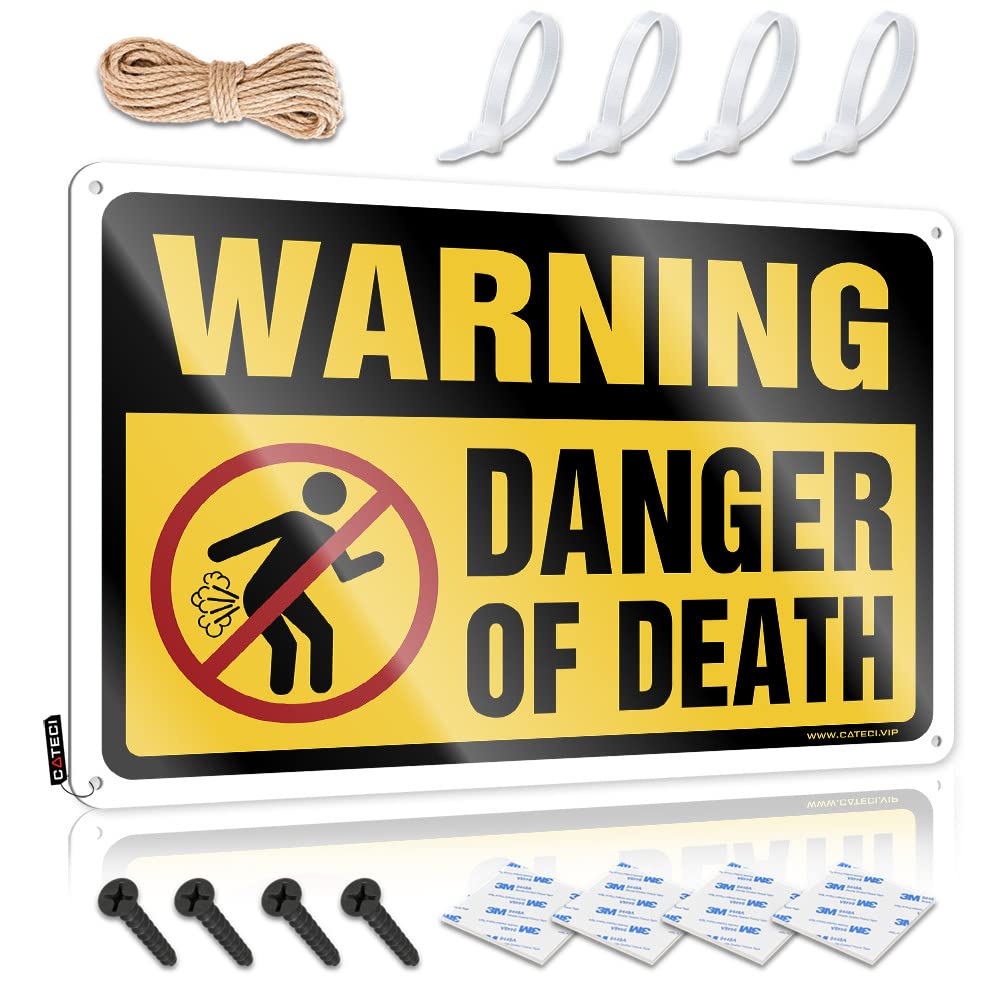 HELIOFORGE Man Cave Sign Decor Warning Danger Of Death Tin Sign Funny Kitchen Signs Sports Bar Decor(30X40CM)