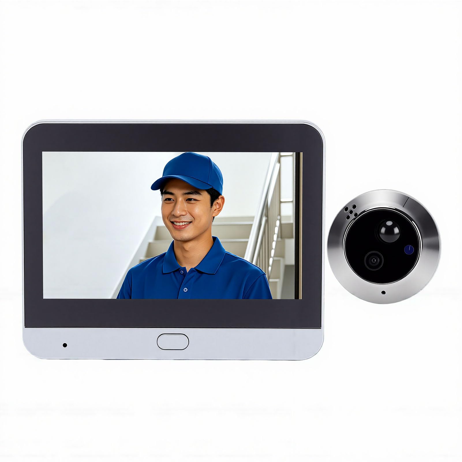 AMONIDA Timbre de Vídeo Inteligente 1080p para Seguridad de Puerta Principal Casa con Pantalla Color 4,3 Pulgadas,WiFi Conversación Bidireccional,áNgulo Ancho 120 Grados,Detección