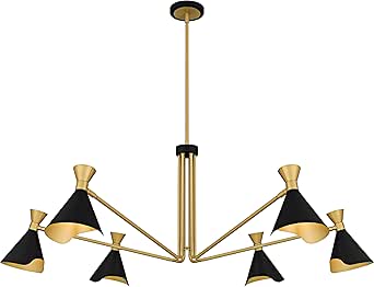 Quoizel Arden Shaded Chandelier, 52 Inch, 6-Light 60W Matte Black Hanging Ceiling Light Fixture, Max Adjustable Height 56", Modern Industrial Design for Dining, Living Room, Bedroom, or Kitchen