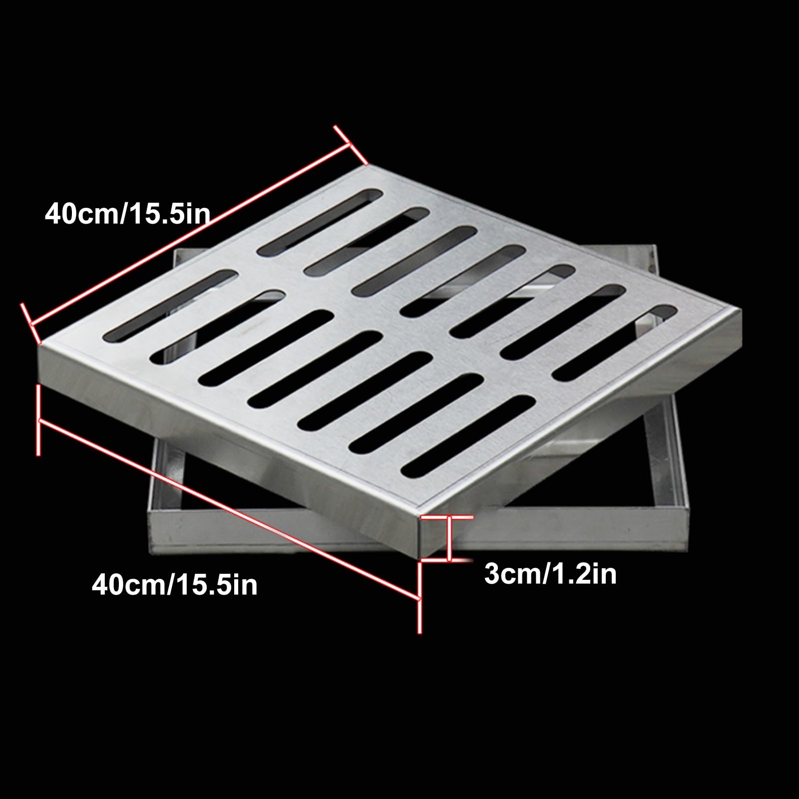 Copertura per scarico esterno, coperchio per griglia settica, griglia per acqua piovana in acciaio inossidabile 304, per cortile e pavimentazione, copertura di ispezione in metallo resistente