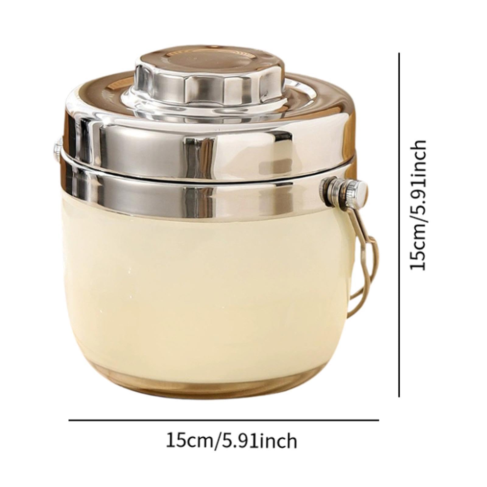 Contenitore per il pranzo in acciaio inox, contenitore termico per alimenti con manico, coperchio ermetico, per campeggio, lavoro, scuola, ufficio (1,5 L)