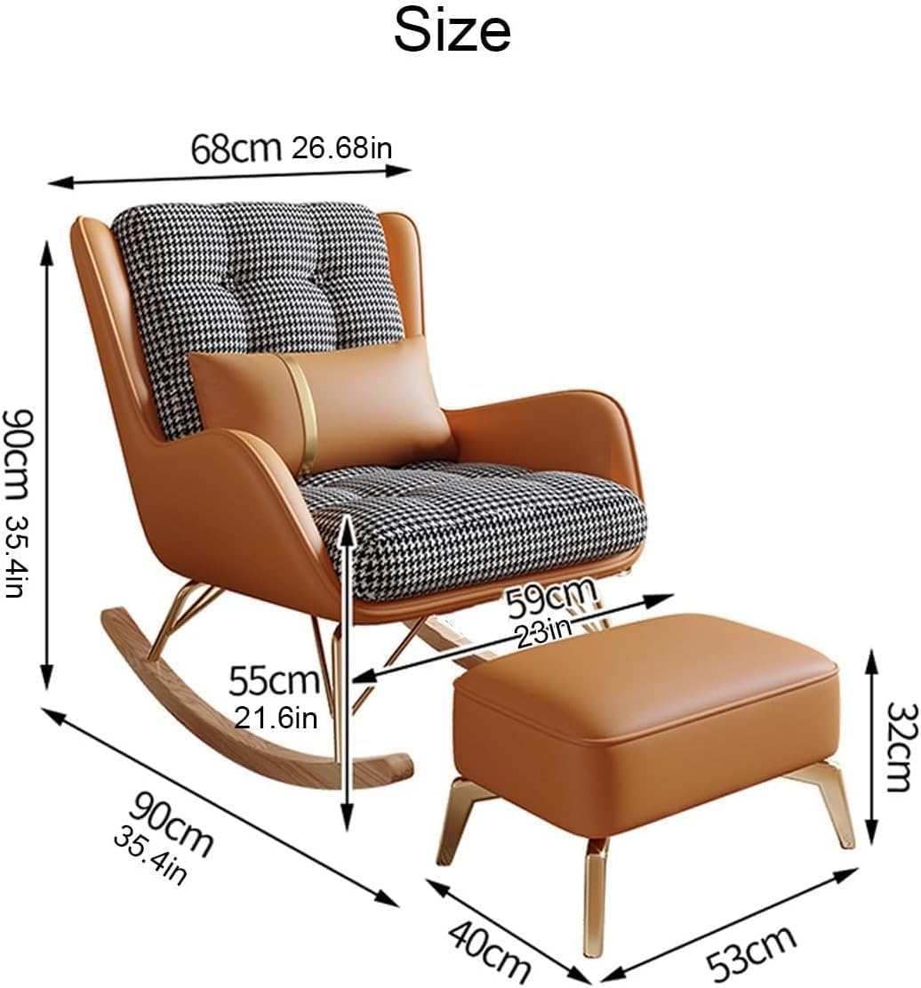 Nursery Rocking Chair, Living Room Reclining Rocking Chair,Rocking Chair with Foot Stool,Balcony Chair,Modern Soft Sleeper Armchair,Bedroom Lounge Living Room Reading Cha，Beige One Size