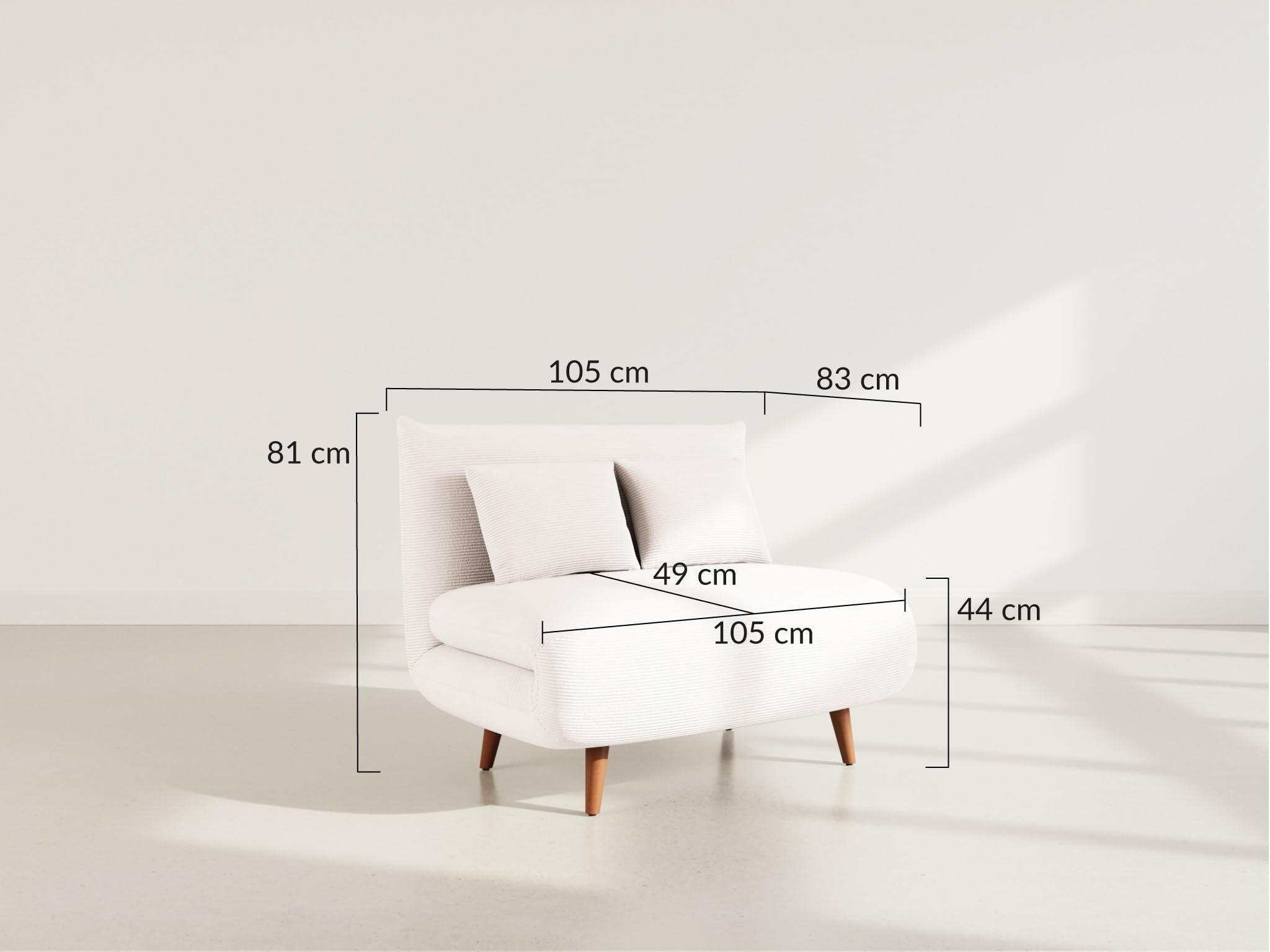 Bestmobilier Lumi Banquette Convertible clic clac 1 Place - Velours côtelé | Terracotta, couchage quotidien, petit canapé convertible design pour salon, chambre ou studio