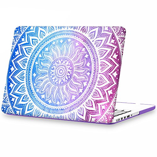 iCasso MacBook Retina 15 Inch Case Art Printing Matte Hard Shell Plastic Protective Cover for MacBook Pro 15 Inch Retina No CD-ROM Model A1398 (Purple Medallion)