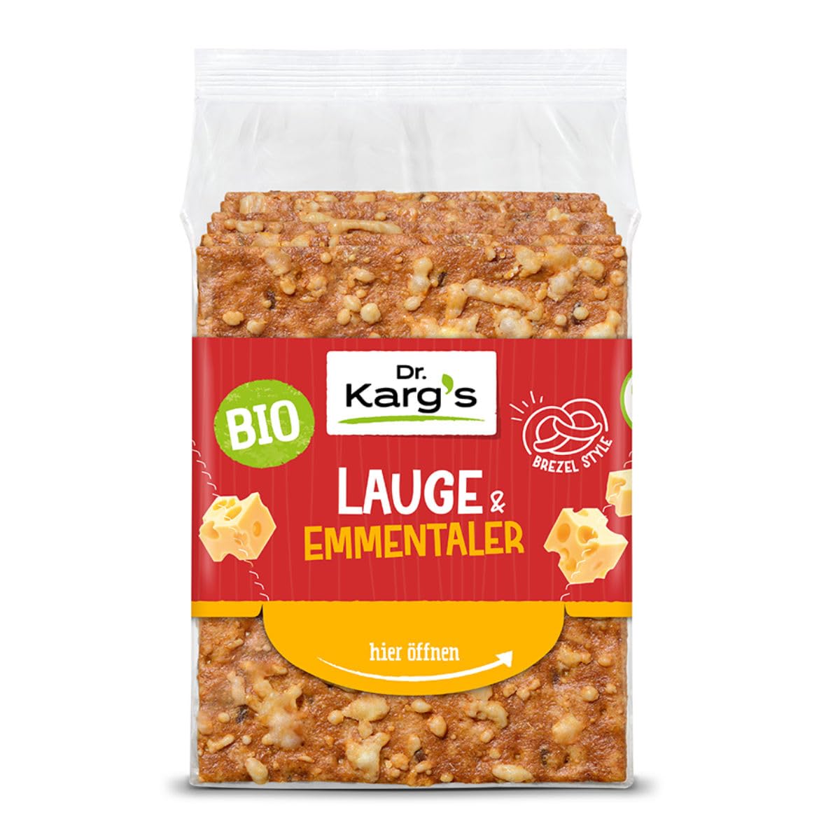 Dr. Kargs Bio Vollkorn Knäckebrot Lauge und Emmentaler 160g 5er Pack