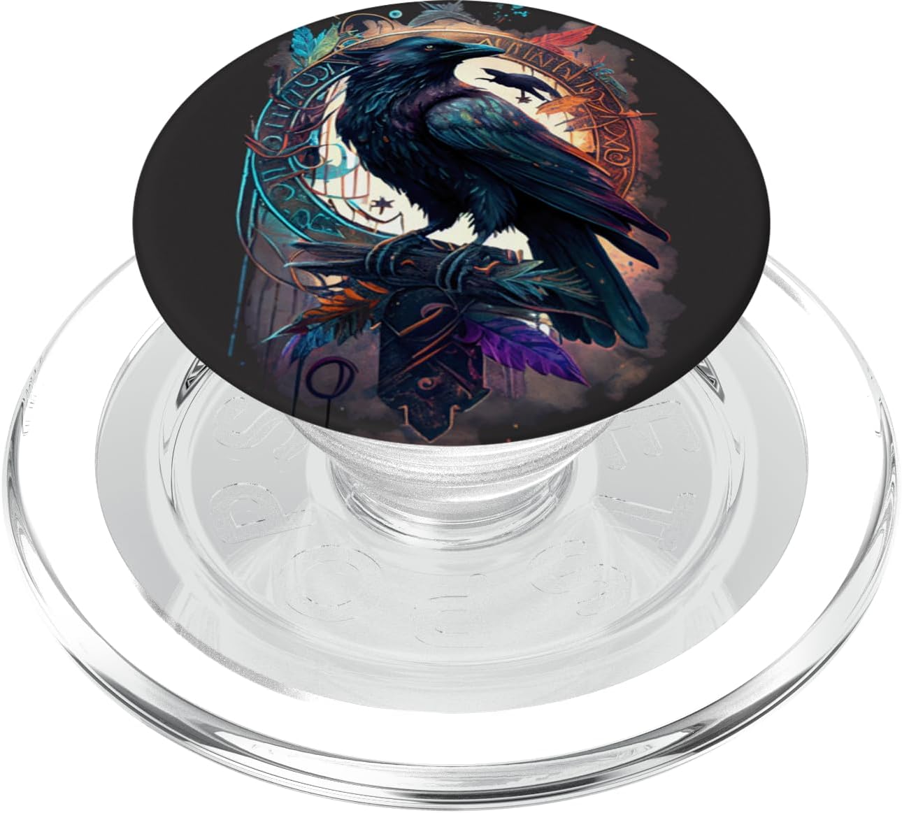 Crow with Runes Nordic Mythology Feathers Boho PopSockets PopGrip for MagSafe