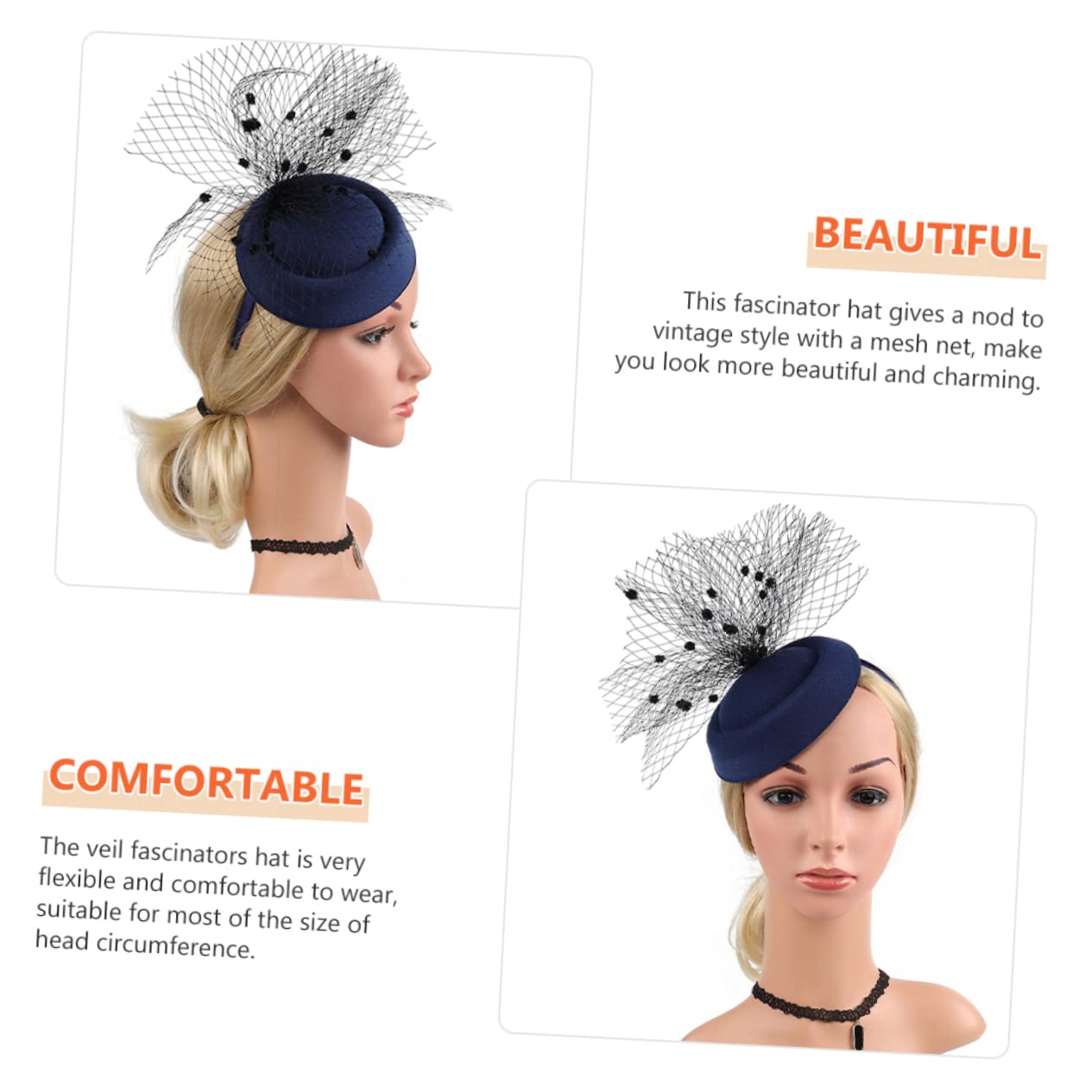 minkissy 5pezzi Fascinator Cappello per Cerimonie e Fascia per per Matrimoni Cocktail e Tea Party
