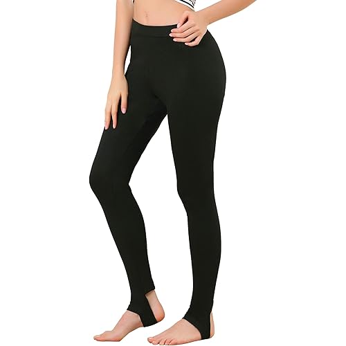 Allegra K Women's Cotton Leggings Elastic Waistband Gym Yoga Soft Christmas Stirrup Pants Tights