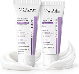 VCUBE Hydra Glow Hydra-Balance Face Moisturizer | Hyaluronic Acid, Aloe Vera & Ceramide | Non-Greasy Hydration | 50 ml (Pack of 2)