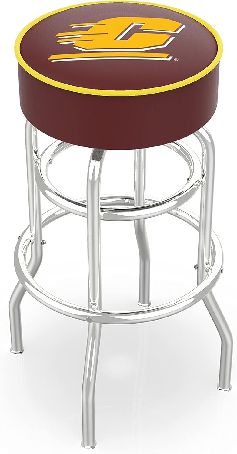 Holland Bar Stool L7C1-4" Central Michigan Cushion Seat with Double-Ring Chrome Base Swivel Bar Stool by The Company