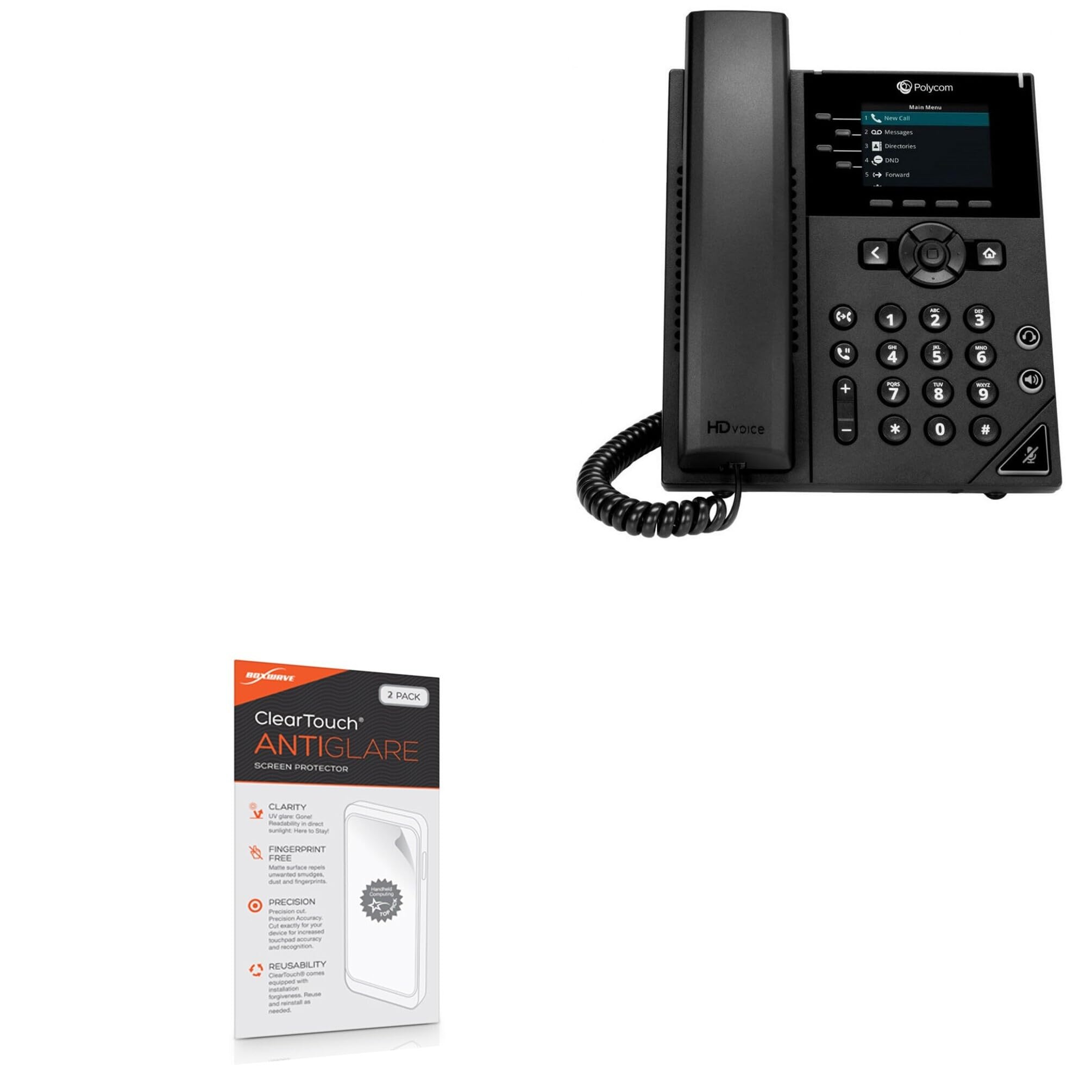 BoxWave Screen Protector Compatible with Polycom VVX 250 - ClearTouch Anti-Glare (2-Pack), Anti-Fingerprint Matte Film Skin