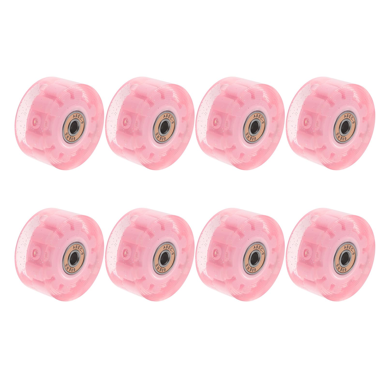 Homoyoyo Ruedas de Patines Luces LED para Patinaje de Dos, Accesorios de Repuesto en Pu Rosa, Paquete de 8 Unidades para Uso en Superficies Exteriores y Patinaje