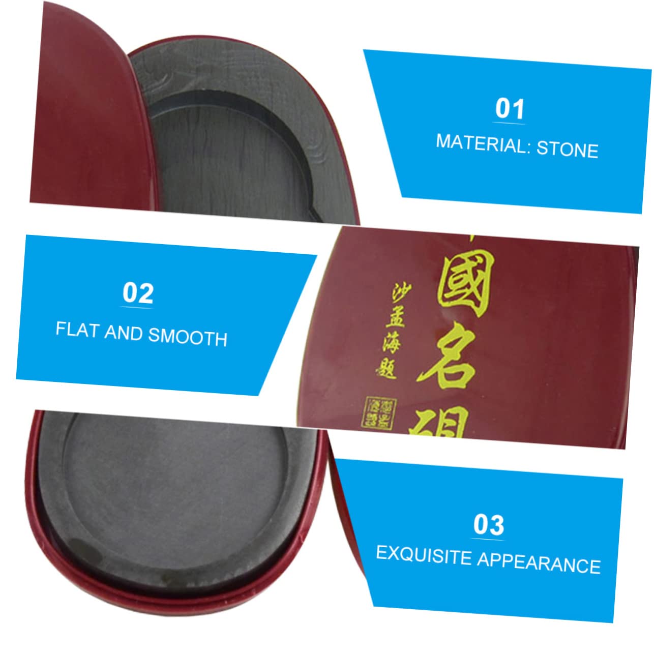 TEHAUX Pierre à Encre Chinoise Avec Couvercle En Pierre Naturelle Pour Peinture Et Écriture Accessoire Pratique Et Compact Pour Étudiants Et Artistes