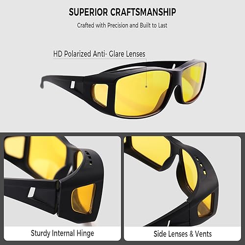 Miniatura 4 de Gafas de conducción nocturna para hombres y mujeres, ajuste sobre lentes de sol, antirreflejos, polarizadas, HD, visión nocturna