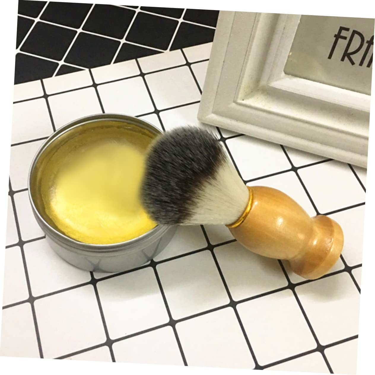 HAPINARY Beard Shave Brush Silver 2pcs Soft Bristled Barber Brush Shaving Wood Handle for Men Shave Accessory