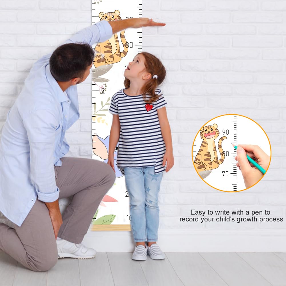 Aolso Toise Murale Enfant, Toise Bébé Murale à Suspendre Règle pour Enfants,Bébé Toise Murale à Suspendre Règle, Diagramme De Croissance De BéBé pour Suivre l'Évolution Bébé jusqu'à 15 ans(zoos)