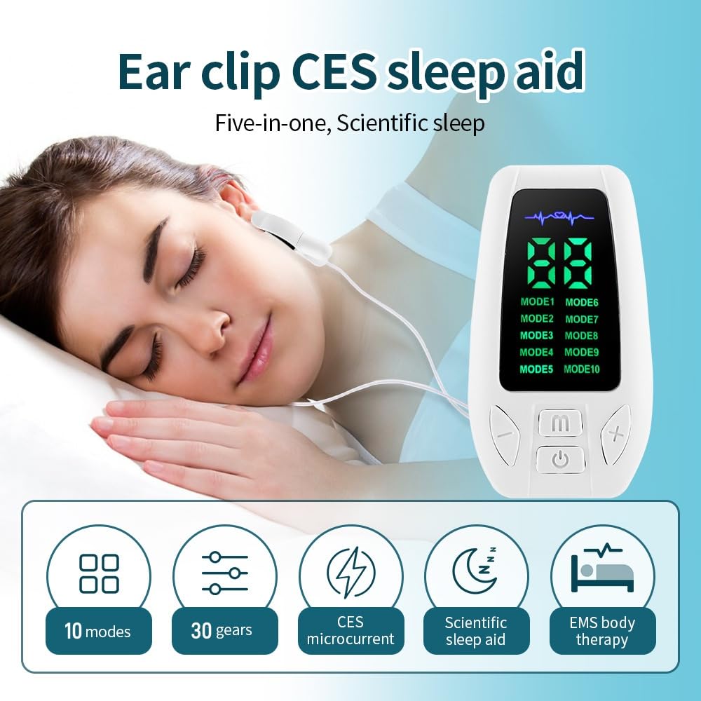 Aide Au Sommeil Adulte Appareil,Appareil d'aide au Sommeil Chargement USB Instrument de Sommeil à impulsions électroniques à Micro-Courant pour améliorer Le soulagement du Stress du Sommeil Dispositif