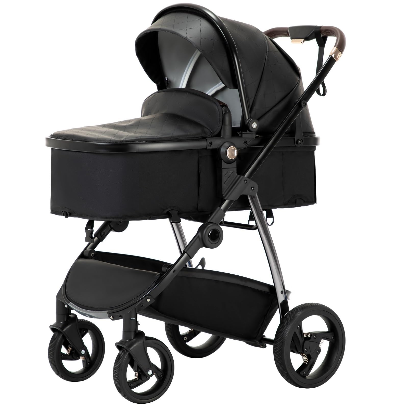 Poussette 3 en 1,Poussette Compacte Dotée d'Un Châssis en Aluminium Léger et Portable Avec Une Fonction de Pliage en Un Seul Geste,Poussette Bebe Est Conçue Pour Les Bébés de 0-4 Ans (22Kg).
