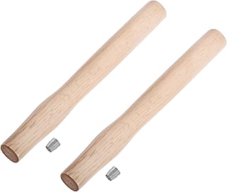 2 pcs Premium Oak Hammer Handle Replacement 37cm Long Wood Tool Handle,Ball Peen Hammer Handles with a Steel Wedges Suitable for Small Hammers or Axes with 27×20mm Tenons