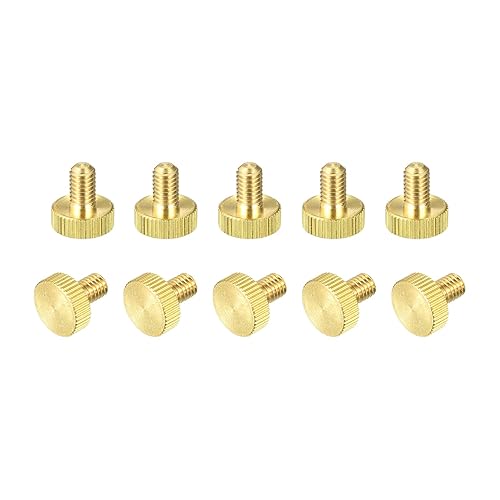 uxcell Tornillos de pulgar moleteados pernos de latón plano M6x10mm para PC electrónico mecánico 10 unidades