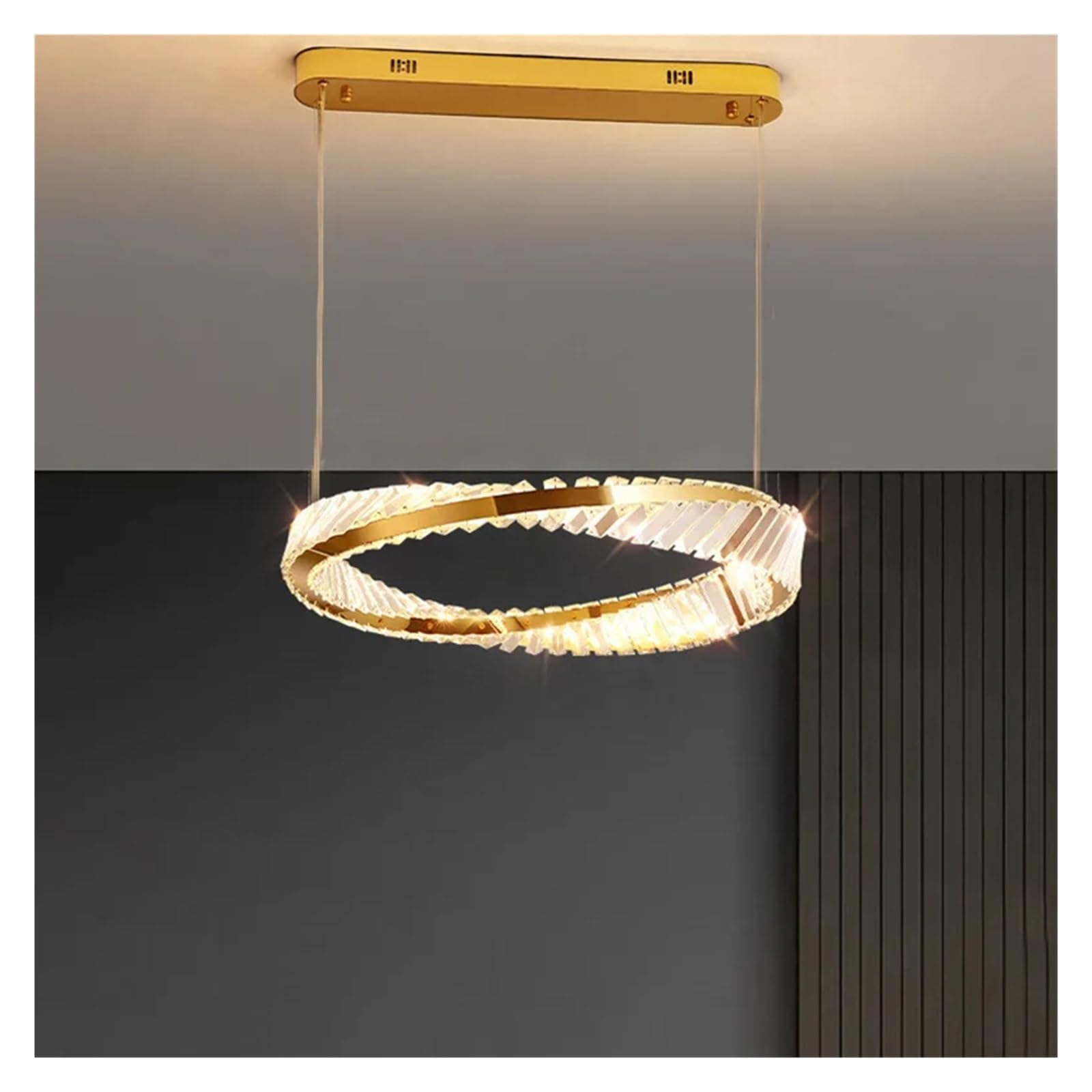 Abinlina Designer Round Gold Chandelier Wall Sconces Glossy Crystals - Elegant Lighting Fixture for Bedroom and Living Spaces(A60cm)