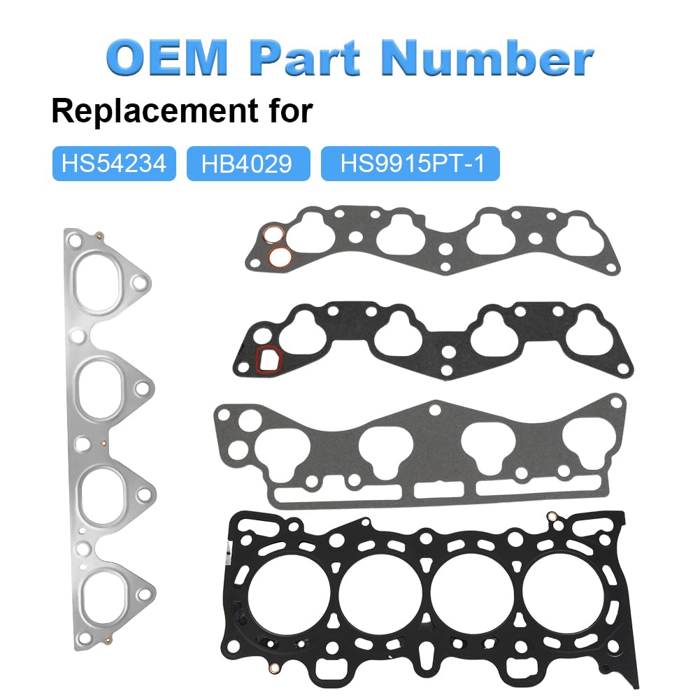 Engine Cylinder Head Gasket Set with Bolts Compatible with Honda Civic 1996-2000, Civic del Sol S 1996-1997, D16Y8 D16B5 D16Y5 D16Y7 1.6L Replacement for HS9915PT-1 HB4029 HS54234