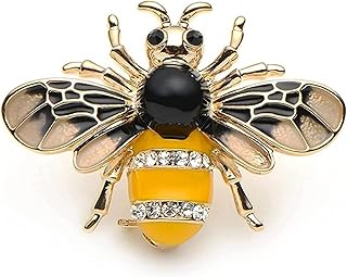 broches y alfileres de mujer， Broche pequeño y bonito de abeja de miel amarilla, dorado, transparente y exquisito