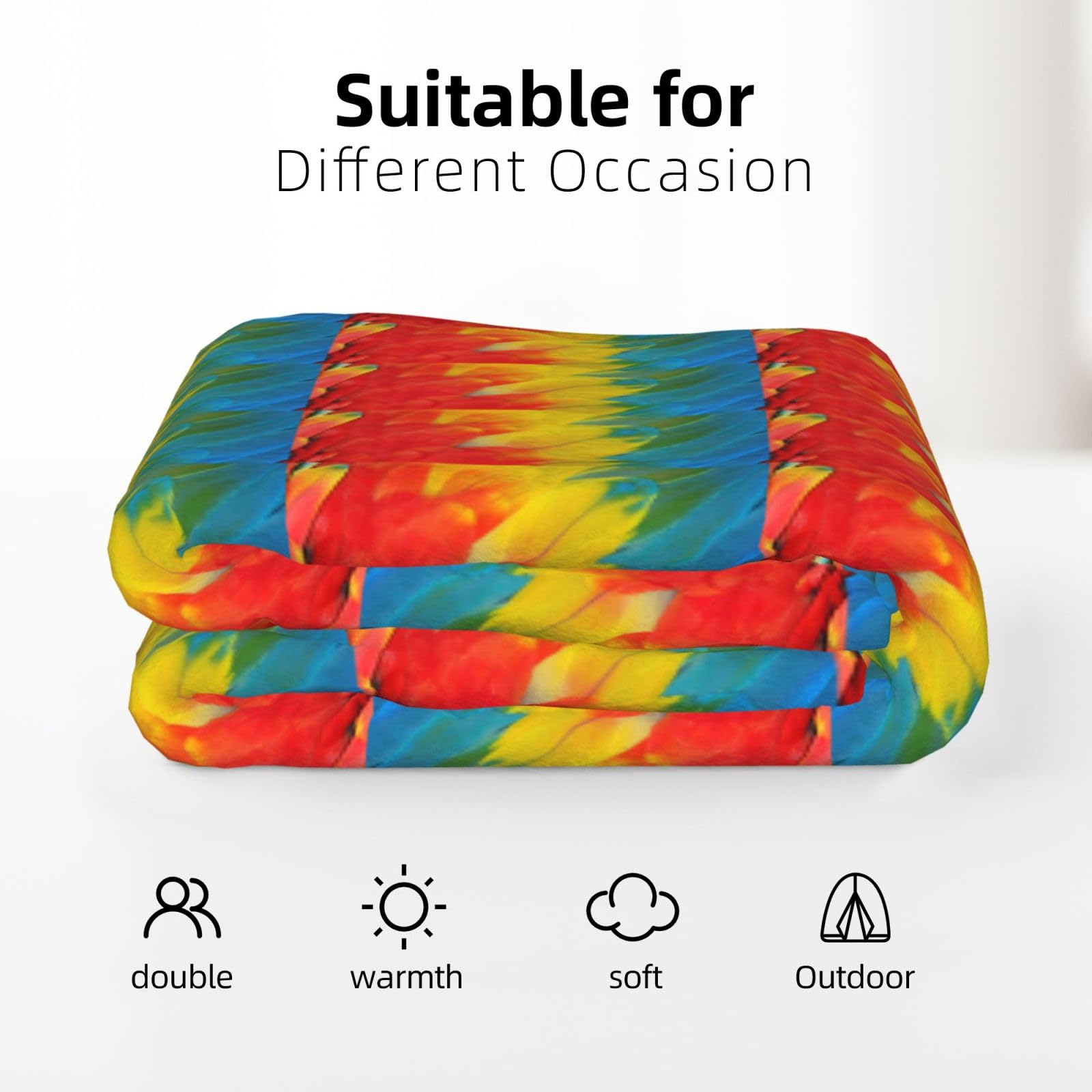 Fantastique couverture en flanelle avec imprimé plumes de perroquet, 177,8 x 203,2 cm, confortable et chaude, couverture d'hiver pour camping ou voyage
