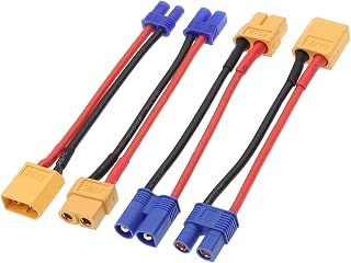 Treehobby 4PCS RC XT60 to EC2 and EC3 Plug Female Male Adapter Connector for Lipo NiMH NiCd Battery Charger ESC