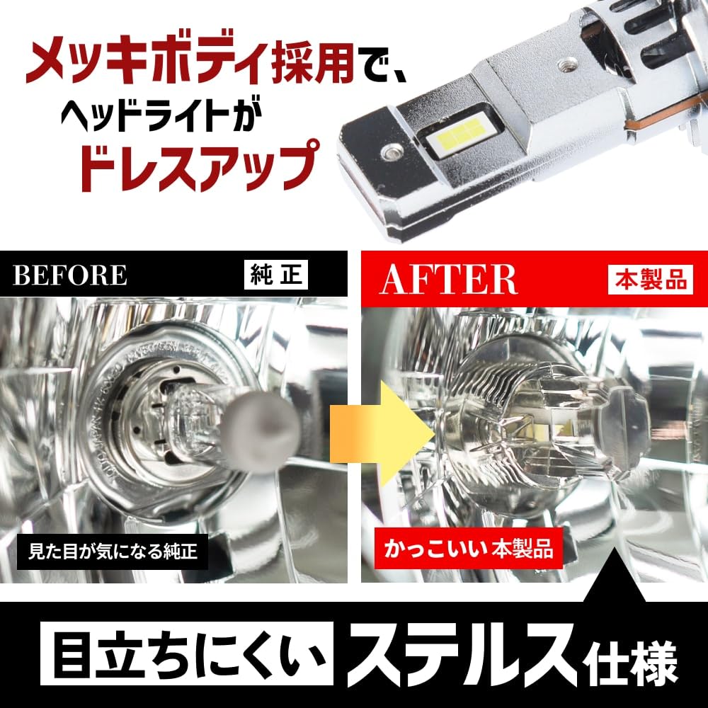 Amazon | HID屋 H3 LED ヘッドライト 爆光 ホワイト 車検対応 小型