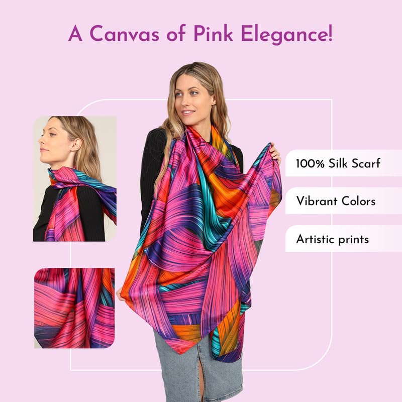 Image of Trillion London Spring Collection | Designer Silk Scarf For Women UK | Lightweight Neck Scarves | Shawl Wraps | Suitable for Daily Life | Smooth & Soft Finish | Gift for Women | Size-180cm x 90cm