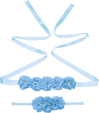 Lauthen.S Blumen Schärpe Für Baby Shower & Hochzeit - Handgefertigter Blumen Gürtel & Haarband