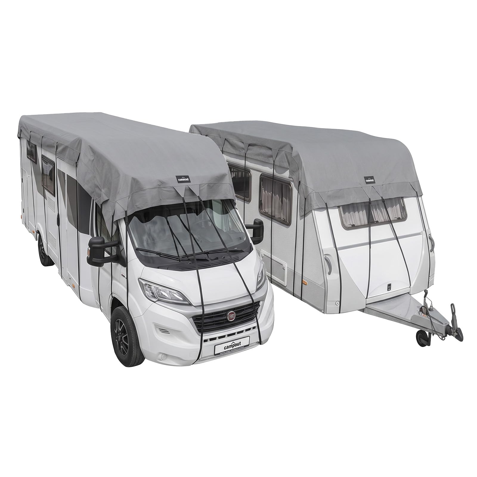Campout Toiture pour Caravane et Camping-Car 7,5 x 3 m – Protection de Toit – Housse pour Caravane – Respirante 3 Couches SFS Non-tissé PP 160g/m² – 11 Sangles en polypropylène –